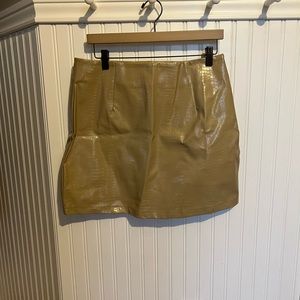 Faux snakeskin mini skirt